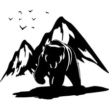 Doğada Boz Ayı Oto Özel Yeni Sticker Siyah 25 x 20 cm