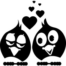Aşık Kuş Çift Oto Özel Yeni Sticker Siyah 30 x 30 cm