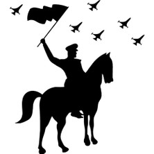 Bayraklı Asker Oto Özel Yeni Sticker Siyah 25 x 27 cm