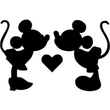 Öpüşen Sevimli Fare Oto Özel Yeni Sticker Siyah 25 x 15 cm