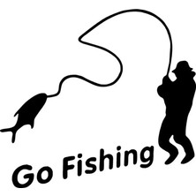 Go Fishing Oto Özel Yeni Sticker Siyah 25 x 25 cm