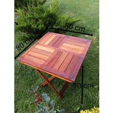Birayse Ahşap Iroko Katlanır Rustik 80X80 Mini Yemek Masası