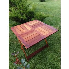 Birayse Ahşap Iroko Katlanır Rustik 80X80 Mini Yemek Masası