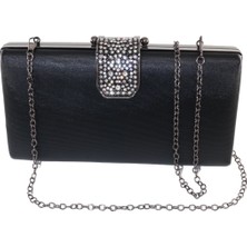 Siyah Abiye Çanta. Siyah Kumaş Taşlı Abiye Çanta. Abiye Çantası Siyah. Davet Gece Çantası.