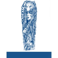 Tattoo GZQB-061 Yarı Kalıcı Savaşcı Kurt Kız ve At Desen Kol Dövmesi
