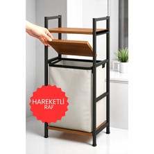 2 Raflı Çamaşır Sepeti Banyo Düzenleyici Raf Kirli Sepeti