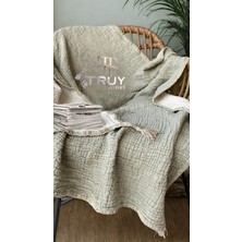 %100 Pamuk Müslin Koltuk Battaniyesi Çağla Yeşili 120X200 - Çağla Yeşili