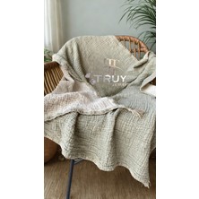 %100 Pamuk Müslin Koltuk Battaniyesi Çağla Yeşili 120X200 - Çağla Yeşili