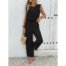 Arben Boutique Kadın Kolsuz Bisiklet Yaka Aerobin Bluz ve Bağcıklı Pantolon