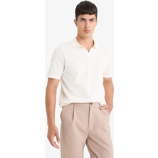 DeFacto Regular Fit Polo Yaka Waffle Dokulu Kumaş Kısa Kollu Tişört F0315AX25AU