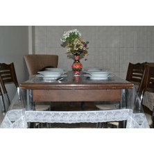 Beyaz Dantelli Şeffaf Pvc Masa Örtüsü 140X180 CM