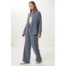 Oversize Müslin Gömlek Pantolon Takım LSA0014 Antrasit 40