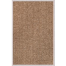0604-KREM Kumaş Bordür Sisal Halı Kilim Hav Toz Vermez Kolay Temizlenen Hasır Kilim