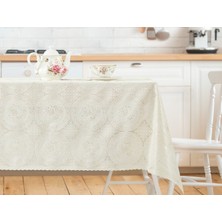 Madame Coco Roni Pvc Masa Örtüsü - Ekru/Ekru - 140x200 cm
