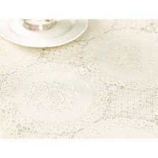 Madame Coco Roni Pvc Masa Örtüsü - Ekru/Ekru - 140x200 cm