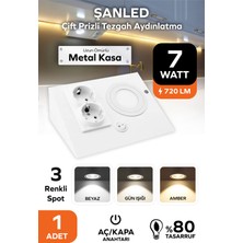 ŞANLED 7W 3 Renkli Beyaz Çift Prizli Dolap & Tezgah Altı Metal Led Aydınlatma