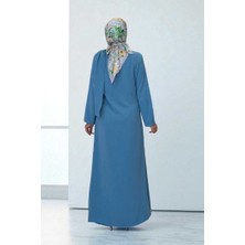 Tek Omuz Gold Toka Detaylı Tunik Pantolon Takım 8698 Bebe Mavisi