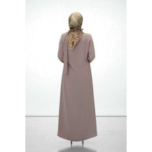 Tek Omuz Gold Toka Detaylı Tunik Pantolon Takım 8698 Vizon