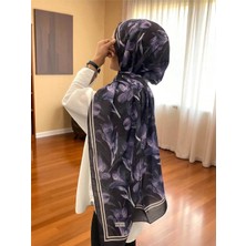 Baştacı Pamuk Çiçek Lila Şal