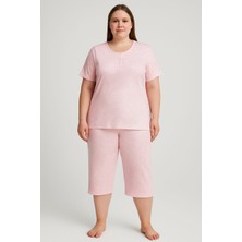 Balis Pijama Büyük Battal Beden Benekli Kaprili Pijama Takımı/2xl-3xl-4xl