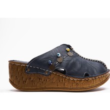 Hakiki Deri Annika Saks Antik Detaylı Dolgu Sabo Terlik