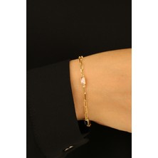  Renkli Baget Taşlı Ataç Altın Bileklik CGKBLK0346