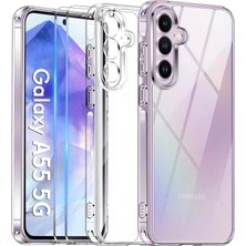 Etiget Galaxy A55 5G Kılıf Şeffaf Silikon + Cam Ekran Koruyucu Seti (1 CAM + 1 KILIF)