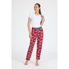 Kırmızı Ayıcık Desenli Örme Pijama Altı 4519