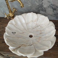 Beyaz Mermer Nilüfer Çiçeği Lavabo