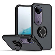 Adige Vivo V40 Kılıf Montreal Yüzüklü Arkası Buğulu Siyah