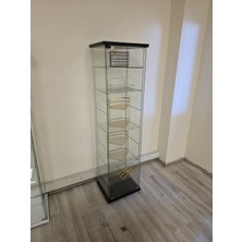 Artinoks Home Cam Vitrin Gümüşlük Büfe Kitaplık Camlı Koleksiyon Vitrini Detolf Cam Vitrin Teşhirvitrin 3+4 Raflı