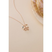 925 Ayar Gümüş Rose Kaplama Balık ve Deniz Kabuğu Detaylı Deniz Mercanı Kolye