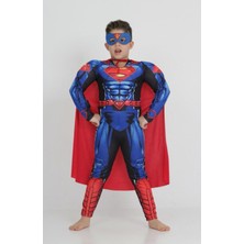 Çocuk Kostümü Süperman Çocuk Kostümü – 3-8 Yaş Erkek Tulum,maske  ve Pelerin Seti