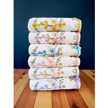 50X90 cm Nakışlı Kadife 12LI El Havlusu | Yüz Havlusu Seti