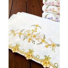 50X90 cm Nakışlı Kadife 12LI El Havlusu | Yüz Havlusu Seti
