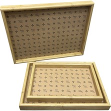 3'lü Bambu Tepsi Seti Deri Altlıklı - 29