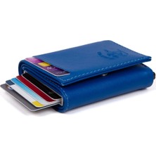  Erkek Mekanizmalı Kartlık ve Cüzdan NEW145 - Mavi