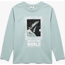 Koton Baskılı Uzun Kollu Bisiklet Yaka Pamuklu Tişört