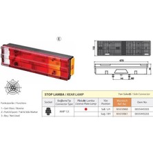 MARS-610960 - Stop Lambası Kanallı Sol Amp Soketlı Plakalı Mercedes Atego I-Iı / Axor / Kısa Tıp 470MM / 7 Fonksıyonlu