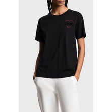 Emporio Armani Pamuklu Regular Fit Bisiklet Yaka Minimal Desenli T Shirt Bayan T Shirt EW002608 AF18844 UC001