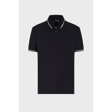 Emporio Armani Şerit Detaylı Pamuklu Regular Fit Düğmeli Polo Yaka Sweat Erkek Polo Yaka Sweat EM003003 AF10497 UB118
