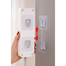 2 Adet Ayarlanabilir Çift Taraflı Yapışkanlı Askı Aparatı Duvar Kancası Askı Tutucu