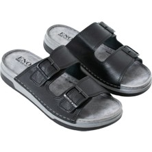 Enova Erkek Suni Deri Ortopedik Çift Monta Taban Ayarlı Tokalı Dikişli Şık Ev Dışarı Terliği