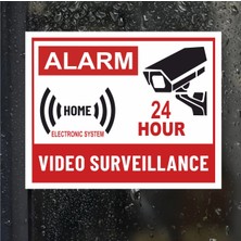 24 Saat Kamera Güvenlik Sticker Folyo Baskı 5 Adet Etiket Dış Mekan 15X12CM