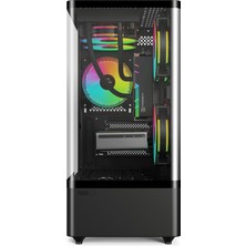 Gametech Intense Siyah Tuş Kontrollü Rgb 5X120 mm Fan Özel Tak Çıkar Vidasız Kapaklar MATX Gaming Kasa