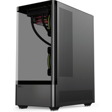 Gametech Intense Siyah Tuş Kontrollü Rgb 5X120 mm Fan Özel Tak Çıkar Vidasız Kapaklar MATX Gaming Kasa