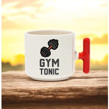 Gym Tonic Tasarımlı Kırmızı T Kulplu Seramik Baskılı Kupa Bardak 250 ml
