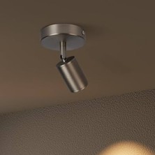 Rsylight Metal Mafsallı Inox Kaplama Spot Armatür Aplik Beyaz LED Ampullü