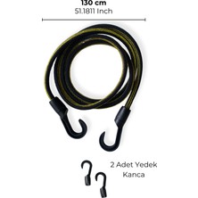 Sevenwoven Kancalı Bagaj Lastiği -130 cm Sarı Poli İp Yapılı Gergi Lastiği