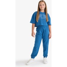 DeFacto Kız Çocuk 2'li Takım Baskılı Kısa Kollu Tişört Beli Lastikli Eşofman Altı E6414A825AU